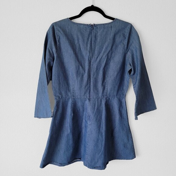 NWOT Something Else by Natalie Wood Chambray Cut Out Embroidery Flower Dress - Picture 6 of 7